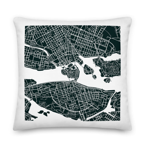 Trow pillow with Stockholm City Map print