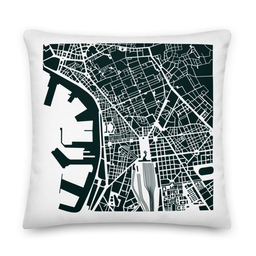 Trow Pillow with Naples City Map print