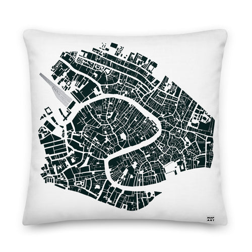 Trow Pillow with Venice City Map print